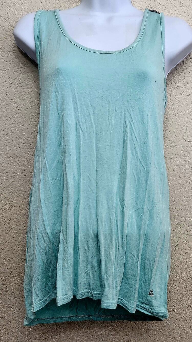 Soho Sport Blue Green Slub Knit Racerback Sleeveless Workout Top Small Flowy